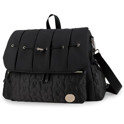 MOMIGO Baby Diaper Bag Backpack - Large Size Multifunction Travel Back Pack for Mom, Fashion Classic Maternity Baby Changing Bags with Portable Changing Pad (Black)