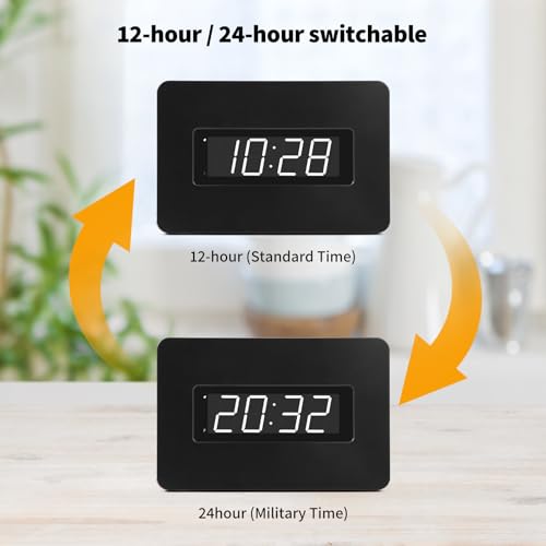 Horloge murale numérique à piles avec écran LED rétroéclairé réglable