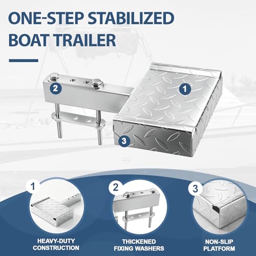 Image of 6 inch x 9 inch Boat Trailer Step with Nonslip Surface Galvanized Steel Heavy Duty Boat Trailer Steps for The Tongue Fits for 4 inch x 3 inch Frame