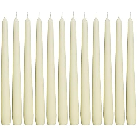 BOLSIUS Lot de 12 bougies coniques ivoire non parfumées, sans goutte, combustion propre Cover