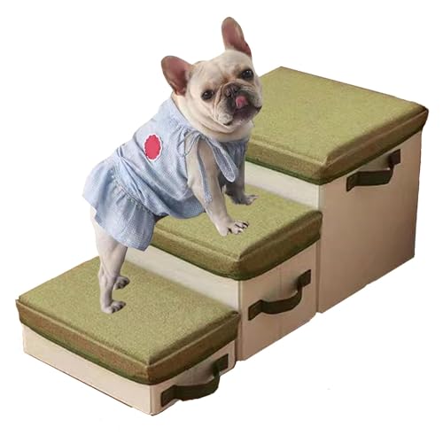 YPDOPORA Foldable Pet Steps Stairs, Dogs Stair for Small to Medium Dog and Pet with Storage, Portable Dog Step for High Beds Sofa Up to 120 Lbs,M