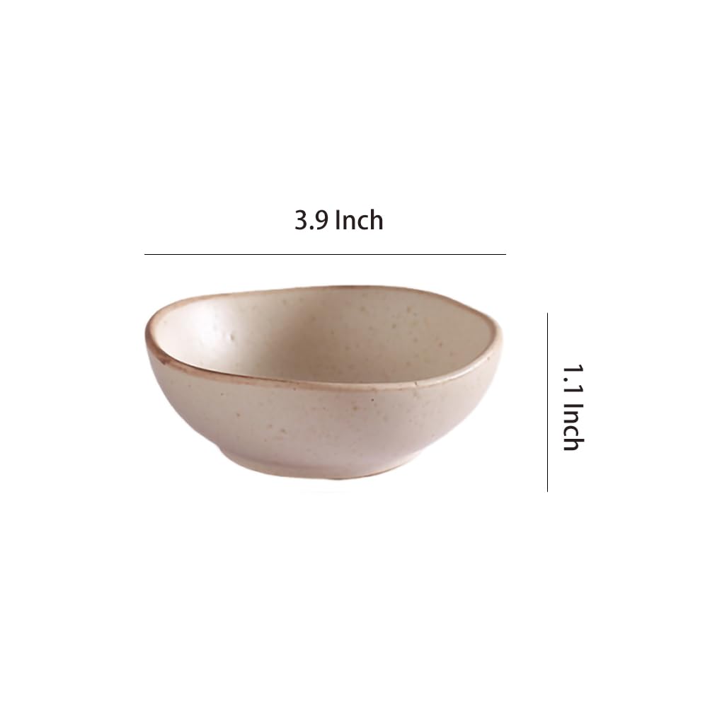 WAIT FLY Vintage Ceramic Side Dishes, Stackable Seasoning Dishes, Soy Sauce Dipping Bowls, Appetizer Plates, Dessert Bowls-Khaki