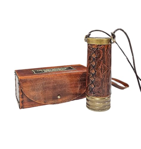 Handmade Brass Kaleidoscope Vintage Educational Replica Great Gift for Birthdays & Special Occasions for Adults & Kids, Includes Hanging Leather Strap Unique Decorative Collectible Item