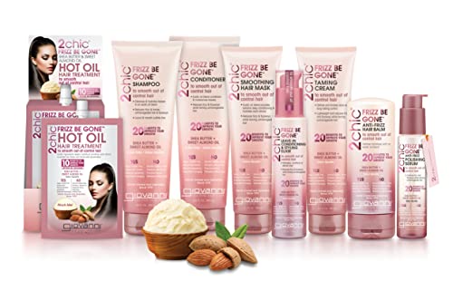 Giovanni 2Chic Frizz Be Gone Shampoo, 24 Oz. - Anti Frizz Natural Hair Smoothing Formula With Shea Butter & Sweet Almond Oil, Macadamia, Coconut, Sulfate & Paraben Free, Color Safe #TOP3