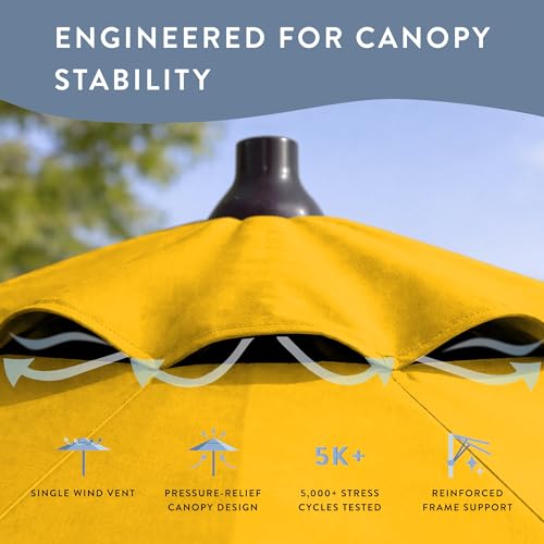 Image of California Umbrella 8-Year Protection 9 Ft Outdoor Patio Umbrella, Solstice Fade-Resistant Fabric, Auto-Tilt, Heavy Duty Aluminum Frame, 8 Reinforced Ribs for Pool or Deck, Bronze Pole