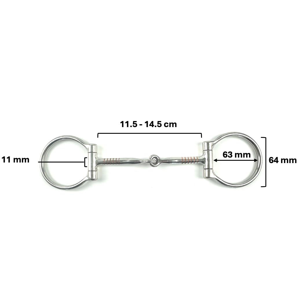 ES0219 JW Gebiss Westerngebiss D-Ring D-Trense Einfach Gebrochen aus Edelstahl Ringdurchmesser 63 mm Gebissstärke 11 mm (14.5 cm)