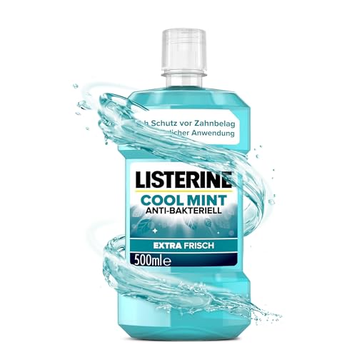 LISTERINE Cool Mint 500 ml, antibakterielle Mundspülung mit ätherischen Ölen und Minzgeschmack, Mundwasser bekämpft wirksam Bakterien im Mundraum, optimale Ergänzung zur täglichen Zahnpflege