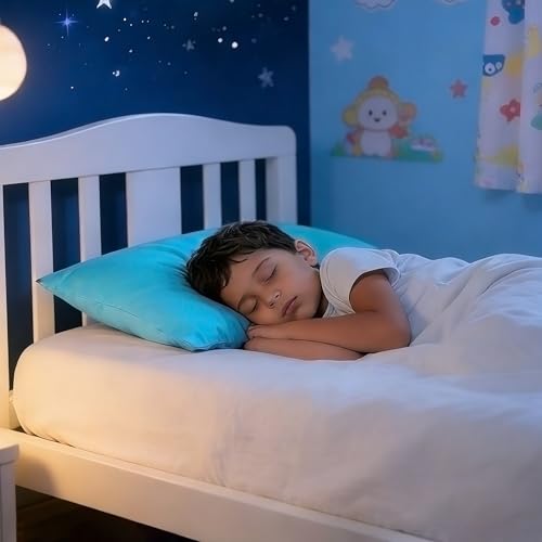 Image of NTBAY 2 Pack Toddler Pillows with Pillowcases, Soft Cotton Down Alternative 13x18 with Microfiber Zippered Pillowcases for Sleeping in Crib Bed - Machine Washable - Breathable Travel Pillow, Blue