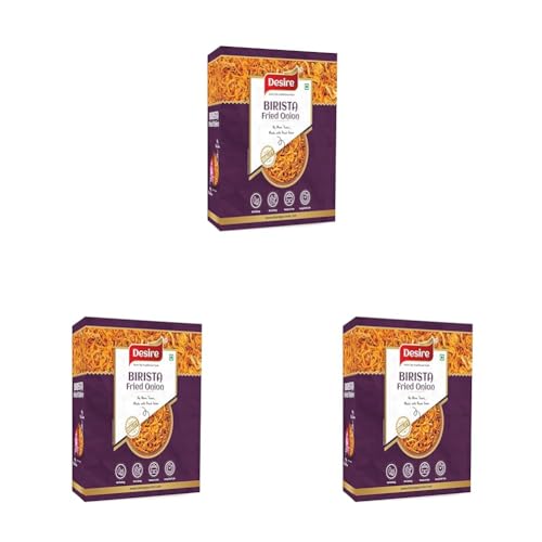 Image of Desire Golden Fried Onion 400g | Flakes |Birista | Fried Pyaz Used for Biryani,Gravies, Indian Curries (Pack of 3)