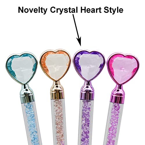 Maydahui 20 PCS Heart Shaped Ballpoint Pens Retractable Bling Rhinestones Pen Colorful Crystal Quicksand Pens Black Ink for Valentine\'s Day School Party Home - Thumbnail 3