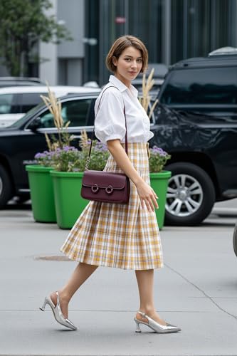 TNYNFBEB Womens Kitten Heel Pointed Toe Pumps Beaded Slingback Slip-on Buckle Prom Party Dress Basic Classic Patent Leather 2.6 Inches Heels3