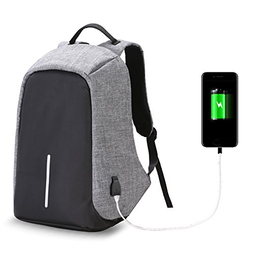 Cornasee 15.6" mochila portátil mochilas escolares anti-robo con puerto de carga externa USB Gris
