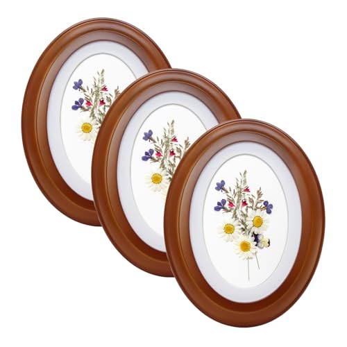 Ovaler Vintage-Bilderrahmen, 3 Stück, 12,7 x 17,8 cm und 20,3 x 25,4 cm, Holz, dekorativer Rahmen, Weiß, Schwarz und Kaffee, Wanddekoration