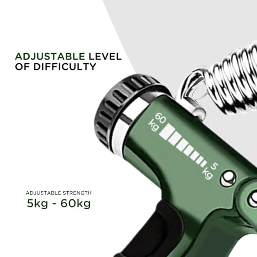 Image of Adjustable Hand Grip Strengthener, Hand Gripper With Counter for Men & Women for Gym Workout Hand Exercise Equipment to Use in Home for Forearm Exercise 5-60kg (Green)