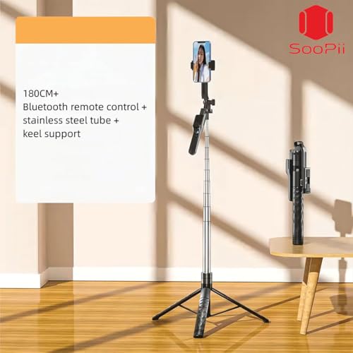 Image of 69 inch Long Selfie Stick with 360 Rotating Tripod Stand, Aluminum Multifunctional Bluetooth Tripod Stand for Smartphone, GoPro, Action Cameras, Perfect for Vlogging, Travel & Video