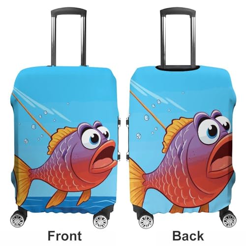 Talking Fish Luggage Cover Dustproof Travel Suitcase Cover Elastic Suitcase Protector M Luggage Sleeves Fit 19-32 Inch Luggage，M3