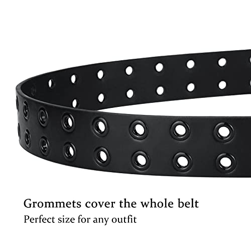 Studded Women Belt for Jeans， Double Gromment Goth Women Belt, 1.3in Wide4