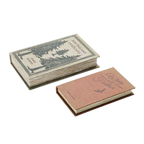 Creative Co-Op Mdf & Canvas Book, Set Of 2 New England Landscapes Storage Box, Multi Color, 2 Count #TOP3