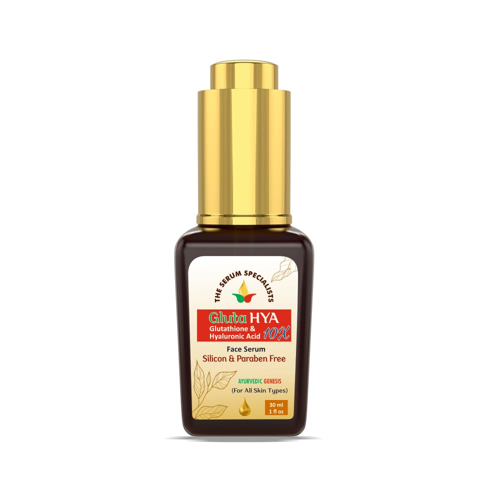 Gluta HYA Face Serum - 10X Brightens & Hydrates Skin | Infused with Glutathione & Hyaluronic Acid | Antioxidants & Deep Moisturization | All Skin Types - 30ml