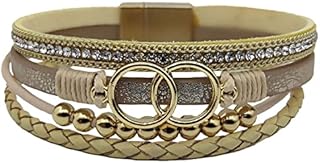XLCTT Magnetic Clasp Boho Wrap Leather Bracelets For Women Leopard Wrapped Bracelets Handmade Bracelet Gifts
