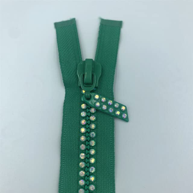 5-Pack 24-Inch (60cm) Dual-Strand Crystal Rhinestone Zippers - Separating, Size 10, White