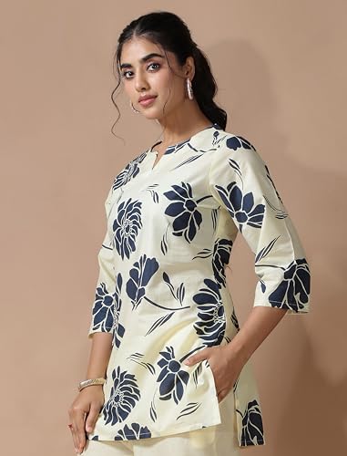 Image of Pinkmint Women's Pure Cotton Co Ord Set l Kurta Sets for Women |Kurta Sets| Printed Kurta with Pant l Stylish Pocket & 3 /4 Sleeve Women Co-ord Set (Avaiable in Plus size)