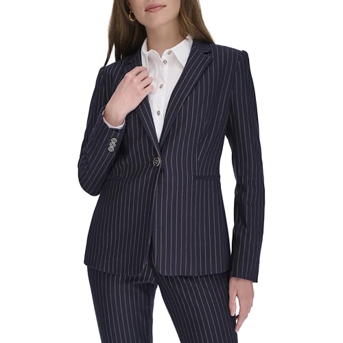 Tommy Hilfiger Women's Pinstripe Puff Sleeve Blazer