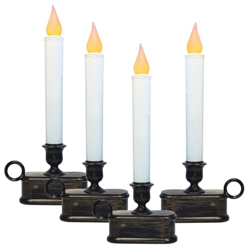 Velas de ventana con sensor crepuscular juego de 4 luces cónicas sin llama navideñas
