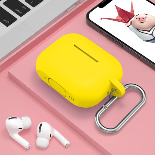 Image of for AirPods Pro 2nd 1st Generation Case Cover with Keychain, Protective Soft Silicone Skin Accessories for Apple AirPods Pro Charging Case 2022 /2019, Front LED Visible, Yellow