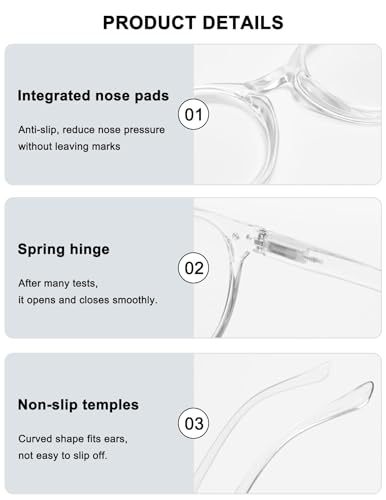 Image of Round Reading Glasses Ladies Blue Light Blocking Spring Hinges Fashion Oval Readers Womens Lightweight Computer Eyeglasses Eyewear