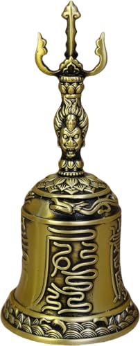 ZorTery 金剛鈴 仏教ベル 神楽鈴 真鍮製 密教法具 伝統工法 軽量 携帯便利 ストレス解消 道鈴 仏鈴 三清鈴 ハンドベル 除霊浄化 心霊浄化 チャイム 寺院仏壇用 神具 仏具 仏教道教兼用 お盆用品 (D)