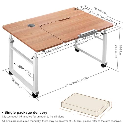 Table de chevet mobile à 4 roues en acier robuste et design épuré