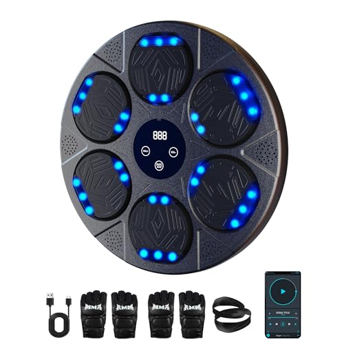 RGYAN 2025 Bluetooth Music Boxing Machine 3.0 Interactive Wall Mounted Workout Punch Game with 4 Gloves, Light & Sound Training, 9 Modes 9 Speeds