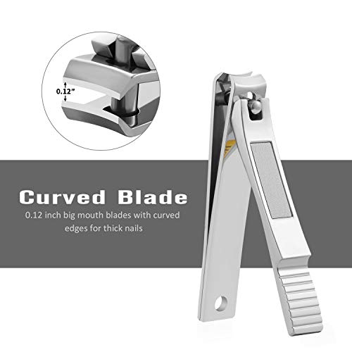 Nail Clippers Set, Ultra Sharp Fingernail and Toenail Clipper Cutters with Visibly Tin Case by HAWATOUR - Silver