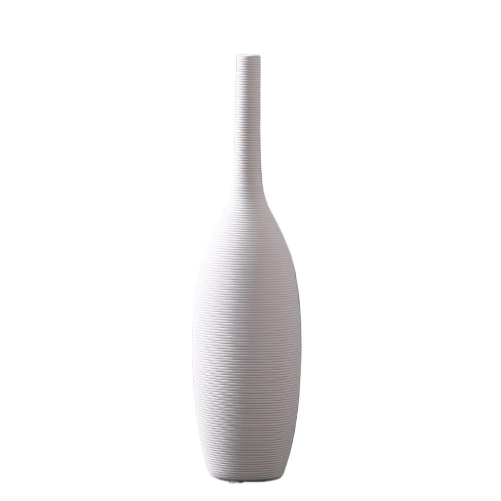 Vase Thin Mouth Vintage Ceramic Pure White Flower Arrangement Desktop Decoration