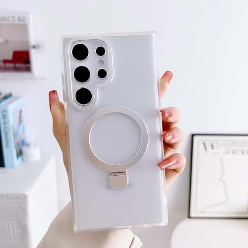 Coque silicone transparente Samsung S23 anti rayures avec support blanc pliable