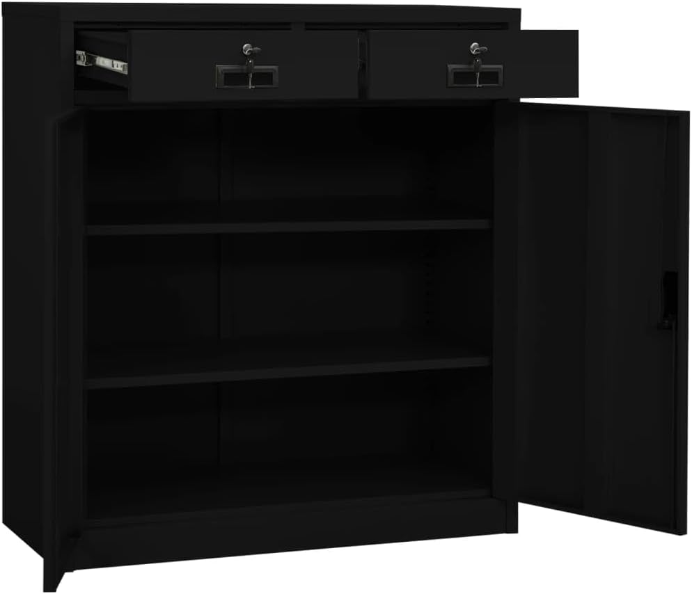 vidaXL Office Cabinet Black 35.4"x15.7"x40.2" Steel
