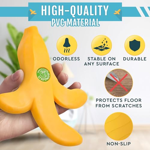 Cute Door Stopper - Banana Decorative Door Stoppers for Bottom of Door, Flexible & Non-Slip, Convenient Size (7.48" X 5.9" X 1.26") - Protects Floors, Designs for Home, Office, or Hotel