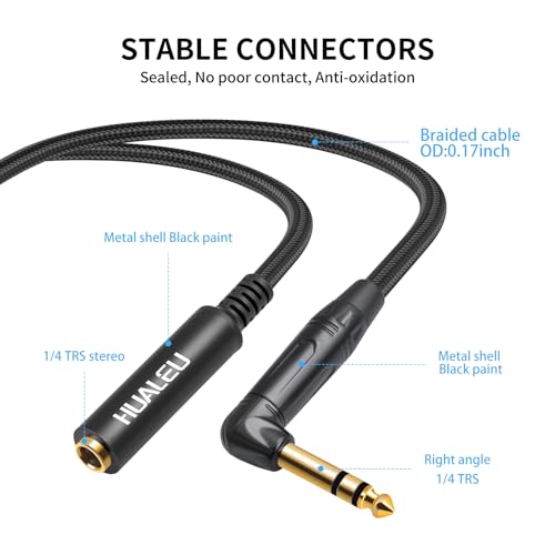 Cable de audio HUALEU 6.35 mm TRS, macho a hembra, pack 2 miniatura 3