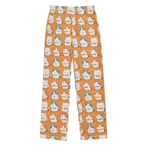 Orange Cat Cute 1 Long Pajama Pants Bottoms Soft Sleepwear with Pockets