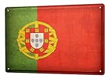 LEotiE SINCE 2004 Blechschild Dekoschild Küche Garage Welt Reise Portugal Flagge Wand Deko Schild 20X30 cm