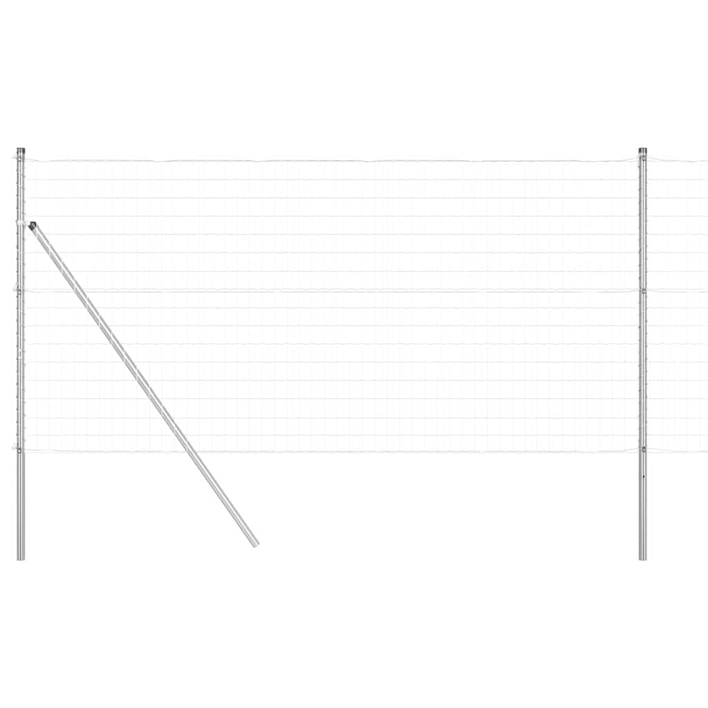 Outdoor Garden Fence Panel Set 1.2 x 10 m Steel and PVC Silver with Posts Weather Resistant Modern Privacy Barrier for Terrace Dog Enclosure and Yard Boundary Heavy Duty Adjustable Setup Kit