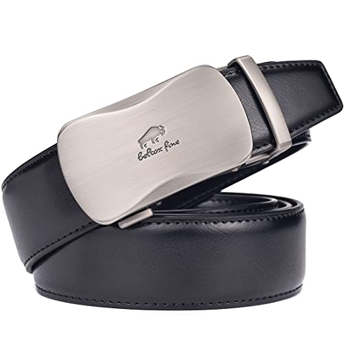 Image of Beltox Men Leather Belt w Slide Ratchet Interchangeable Buckle