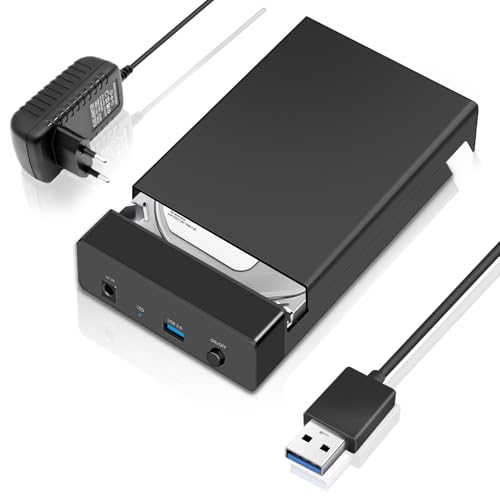USB 3.0 Festplatten Dockingstation für 2,5 & 3,5 Zoll SATA HDD/SSD, Externe SATA HDD Dock mit UASP, Unterstützt bis zu 16TB, Plug & Play, 5 Gbps, mit Netzteil & Datenkabel, für Windows/Mac/Linux