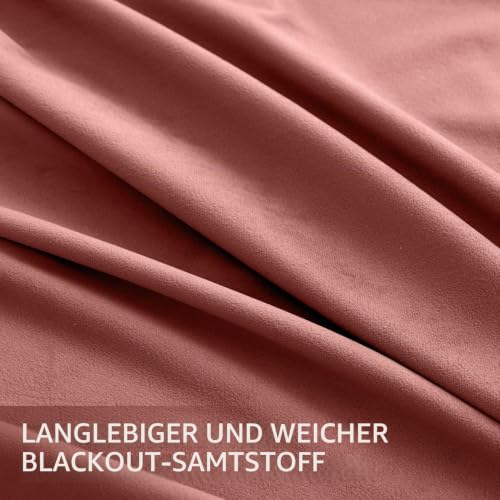 MIULEE Samtvorhang mit Ösen, Vorhänge Blickdicht 140x280 cm Altrosa 2er – Ansicht 6