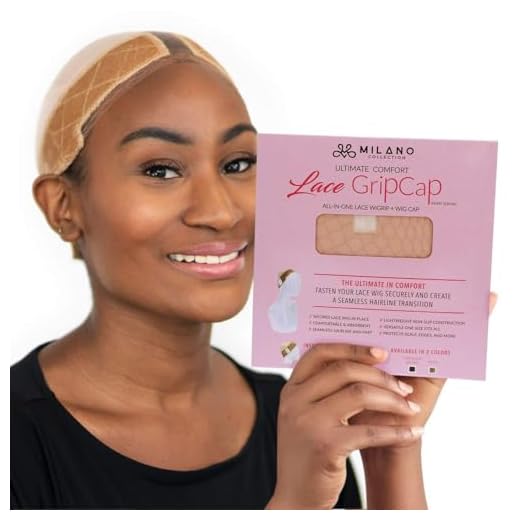 MILANO COLLECTION Lace Wig Grip Cap for Women, Adjustable Wig Caps for Women Non Slip with Headband to Secure Lace Top Perfectly in Place, One Size Fits All, Nude