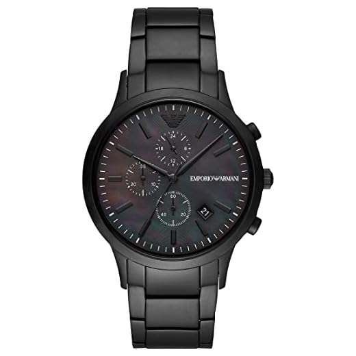 Emporio Armani Kronograf kvarts klocka för män, svart, armband