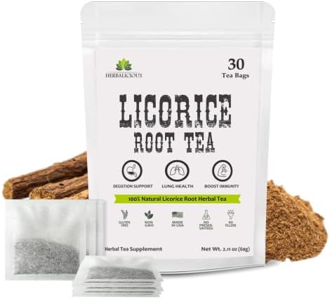 Licorice Root Tea - Glycyrrhiza Glabra Supplement for Digestion Restore Respiratory Health & Immunity Support Non-GMO Premium Natural Licorice 30 Tea Bags
