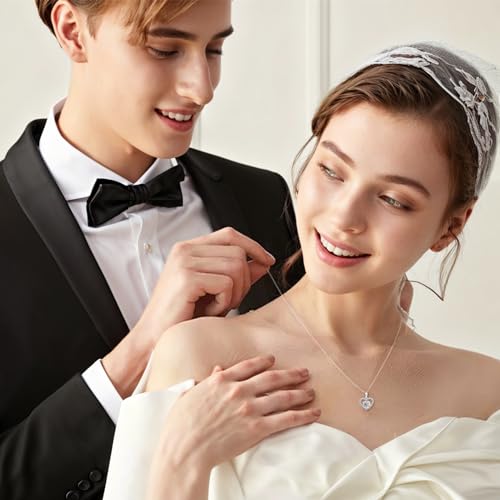 LumoShine Heart Pendant Necklace for Women, Sterling Silver Moissanite Heart Necklace, Anniversary or Birthday Gift for Wife,Jewelry Gift for Women Mom Girlfriend Girls Her2