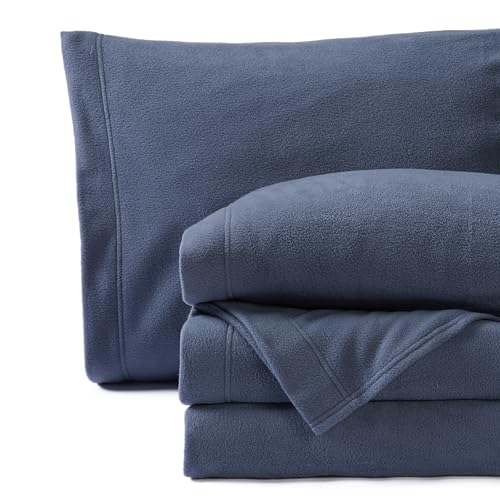 Springtree Home Ultra Soft Polar Fleece Sheets Set | King Size | Plush Micro Fleece Sheets King Size | Cozy Soft Winter Sheets | Fiona Collection - Pacific Blue